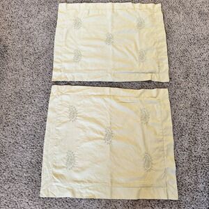 Pottery Barn Standard Pillow Shams Set Of 2 25x29 Creamy Yellow Linen Paisley